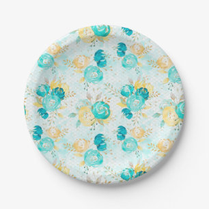 Blauwgroen en Geel Rose Papier Bord
