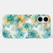 Blauwgroen en Gele Bloemen Alcoholinkt Illustratie Case-Mate iPhone Case (Achterkant (horizontaal))