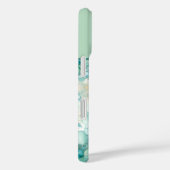 Blauwgroen en Gele Bloemen Alcoholinkt Monogrammed Case-Mate iPhone Case (Achterkant / Rechts)