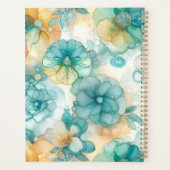 Blauwgroen en gele bloemenalcoholinkt illustratie planner (Achterkant)