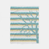 Blauwgroen en gele Chevron Winter Tree Blanket Fleece Deken (Voorkant)
