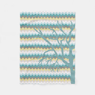 Blauwgroen en gele Chevron Winter Tree Blanket Fleece Deken