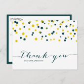 Blauwgroen en gele Confetti Stippen Modern Dank u Briefkaart (Voorkant / Achterkant)
