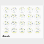 Blauwgroen en gele Confetti Stippen Moderne Liefde Ronde Sticker (Vel)