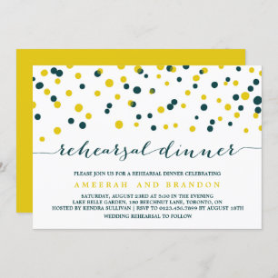 Blauwgroen en gele Confetti Stippen repetitie Kaart