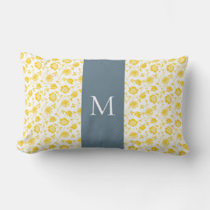 Blauwgroen en gele Floral Lumbar Pillow Kussen