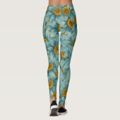 Blauwgroen en gele Leggings voor zonnebloemen (Achterkant)