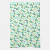 Blauwgroen en gele penrospijn theedoek (Verticaal)