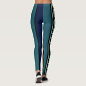 Blauwgroen en gele strepen leggings (Achterkant)