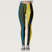 Blauwgroen en gele strepen leggings (Voorkant)