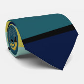 Blauwgroen en gele strepen stropdas (Opgerold)
