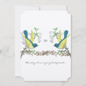 Blauwgroen en gele  vogelpest Boho Arbor Wedding Kaart (Achterkant)