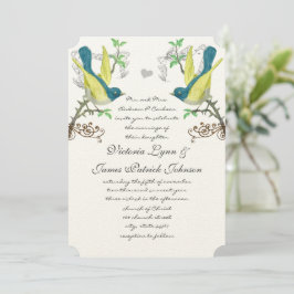 Blauwgroen en gele vogelpest Boho Arbor Wedding Kaart
