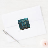 Blauwgroen en Glitter Agate Marble Sweet 16 Vierkante Sticker (Envelop)