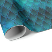 Blauwgroen en glitterdrakenschalen vormgeven cadeaupapier (Rol Hoek)
