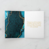 Blauwgroen en Gold Agaat Verjaardag Bedankkaart (Binnen)
