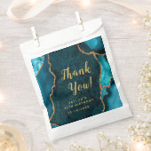 Blauwgroen en Gold Agaat Verjaardag Dank u Bedankzakje (Geknipt)