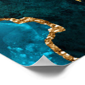 Blauwgroen en Gold Agaat Verjaardag Welkom Poster (Hoek)