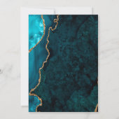 Blauwgroen en Gold Agate Engagement Party Kaart (Achterkant)