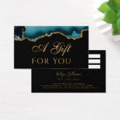 Blauwgroen en Gold Agate op Black Gift Kaart (Bureau)