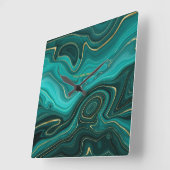 Blauwgroen en Gold Agate op maat Vierkante Klok (Hoek)