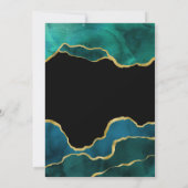 Blauwgroen en Gold Agate Reduced Wedding Guest Lis Aankondiging (Achterkant)