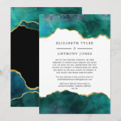 Blauwgroen en Gold Agate Reduced Wedding Guest Lis Aankondiging (Voorkant / Achterkant)