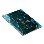 Blauwgroen en Gold Agate Verjaardagsgastenboek Notitieboek (Rechterzijde)
