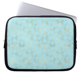 Blauwgroen en Gold Art Deco-ontwerp, patroon Laptop Sleeve