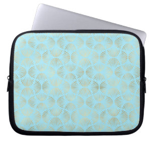 Blauwgroen en Gold Art Deco-ontwerp, patroon Laptop Sleeve