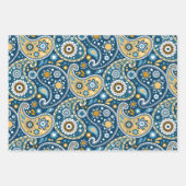 Blauwgroen en Gold Bohemian Paisley Print Patroon Inpakpapier Vel (Voorkant 3)