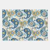 Blauwgroen en Gold Bohemian Paisley Print Patroon Inpakpapier Vel (Voorkant 2)