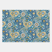Blauwgroen en Gold Bohemian Paisley Print Patroon Inpakpapier Vel (Voorkant)