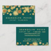 Blauwgroen en Gold Bokeh Stippen Visitekaartje (Voorkant / Achterkant)