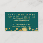 Blauwgroen en Gold Bokeh Stippen Visitekaartje (Achterkant)