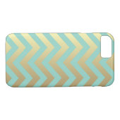 Blauwgroen en Gold Chevron iPhone 7 Hoesje (Achterkant (Horizontaal))