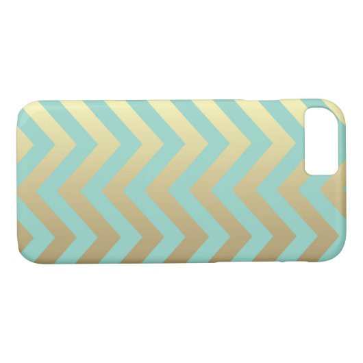 Blauwgroen en Gold Chevron iPhone 7 Hoesje (Achterkant (Horizontaal))