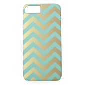 Blauwgroen en Gold Chevron iPhone 7 Hoesje (Achterkant)