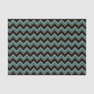 Blauwgroen en Gold Chevron-papier Tissuepapier