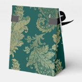 Blauwgroen en Gold Damask Bedankdoosjes (Achterkant)