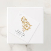 Blauwgroen en Gold Damask Bedankjes Labels (In situ)