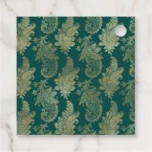 Blauwgroen en Gold Damask Bedankjes Labels (Achterkant)