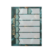 Blauwgroen en Gold Floral Weekly Planner Notitiebl Notitieblok (Linkerzijde)