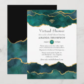 Blauwgroen en Gold Geode Agate Stone Virtual Showe Kaart (Voorkant / Achterkant)