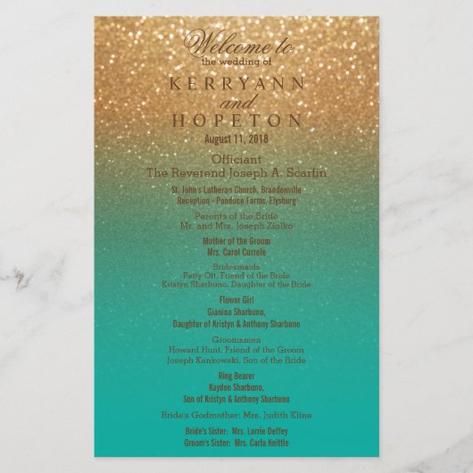 Blauwgroen en Gold Glitter - Programma (Voorkant)