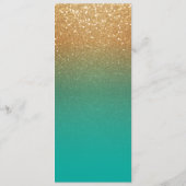 Blauwgroen en Gold Glitter Wedding Ceremony Progra Programmakaart (Achterkant)