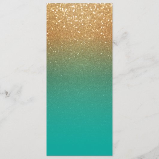 Blauwgroen en Gold Glitter Wedding Ceremony Progra Programmakaart (Achterkant)