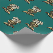 Blauwgroen en Gold Heraldic Knight Cadeaupapier (Hoek)