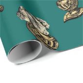 Blauwgroen en Gold Heraldic Knight Cadeaupapier (Rol Hoek)