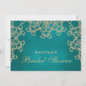 Blauwgroen en Gold Indiaas geïnspireerd Vrijgezell Kaart (Achterkant)